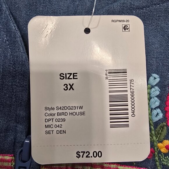 Go Softly Patio Woman Denim House Dress Coat Lounge NEW NWT Size 3X Bird Houses - Picture 13 of 13